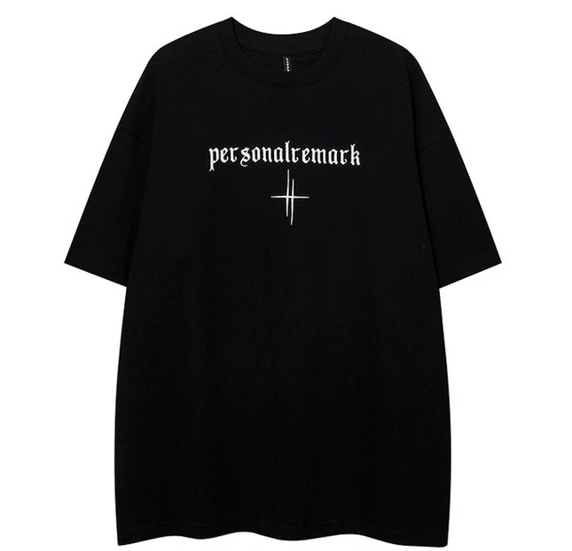 レタークロスラインTシャツ