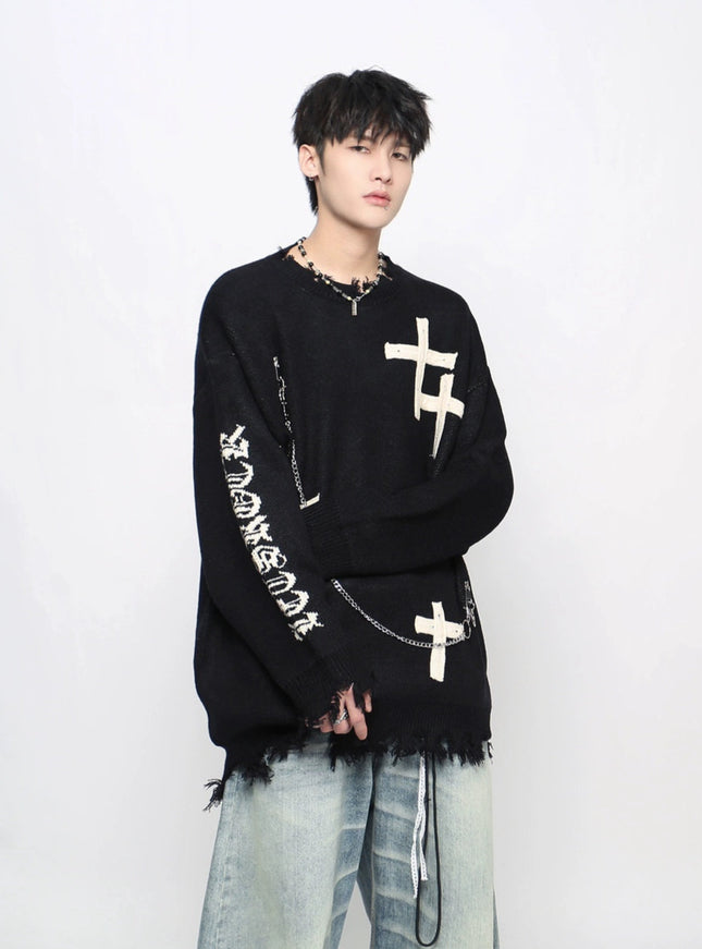 グランジクロスダメージニット