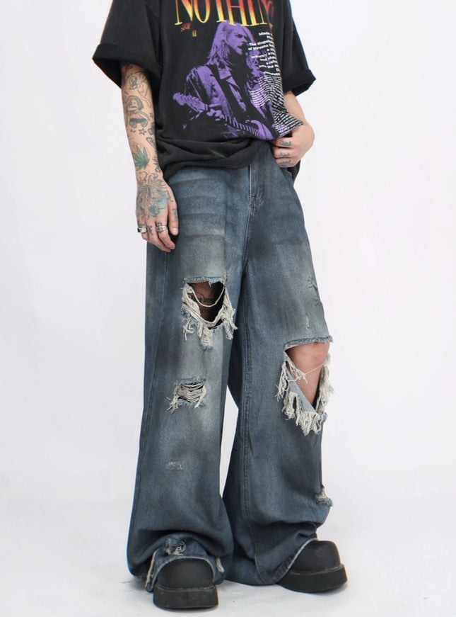 ダメージブルーデニム