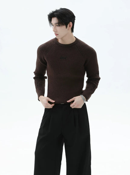 ワンポイントリブニット