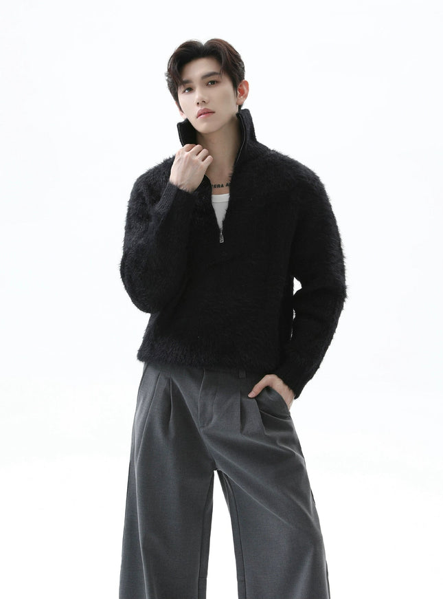 ハーフジップフリースニット