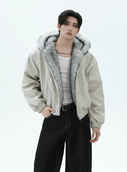 PUファーレザージャケット