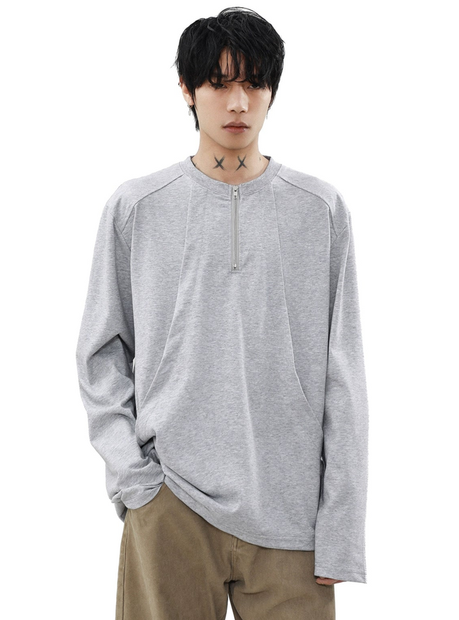 ハーフジップモノトーンロングスリーブ