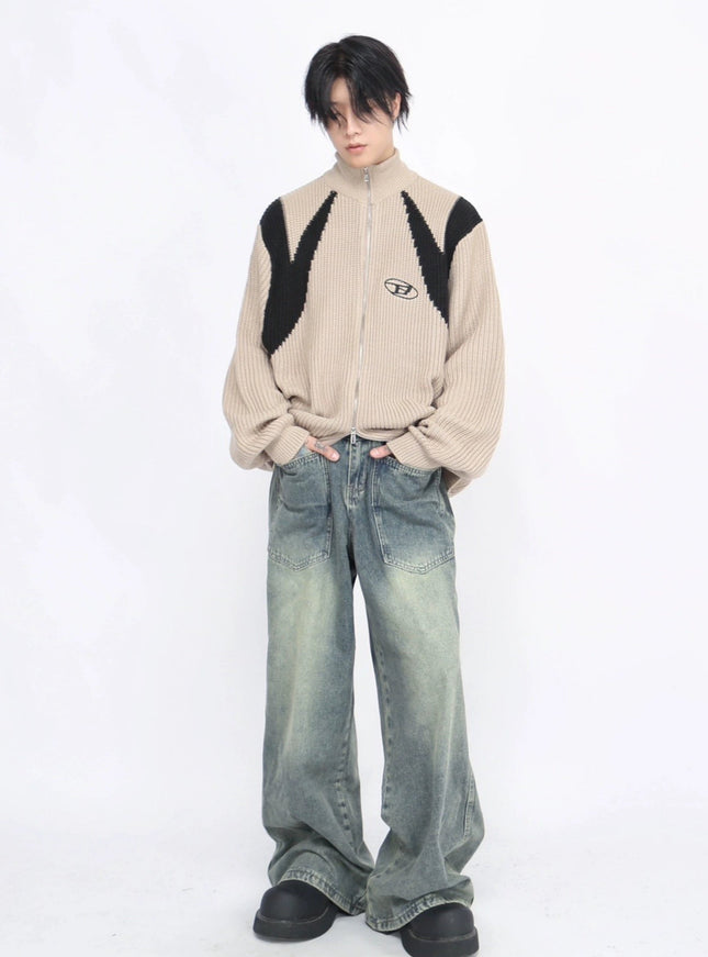 ジップアップオーバーニット