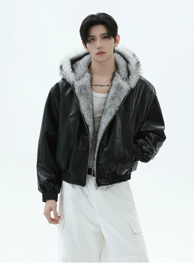 PUファーレザージャケット