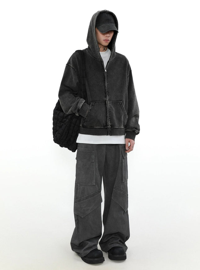 フェードブラックジップアップフーディー