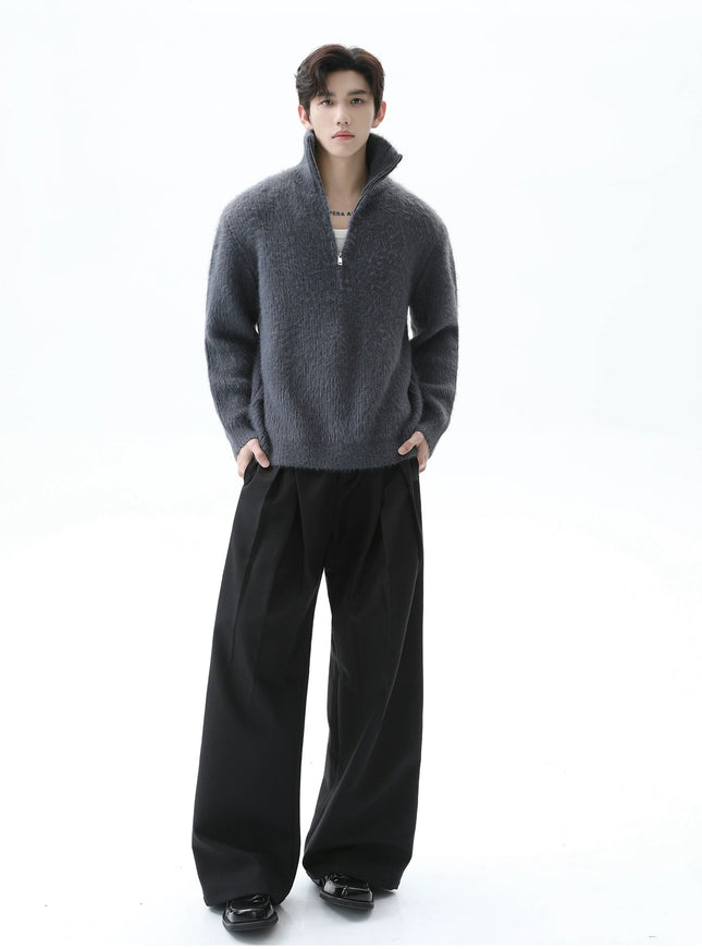 ハーフジップフリースニット