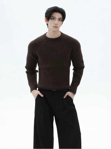 ワンポイントリブニット