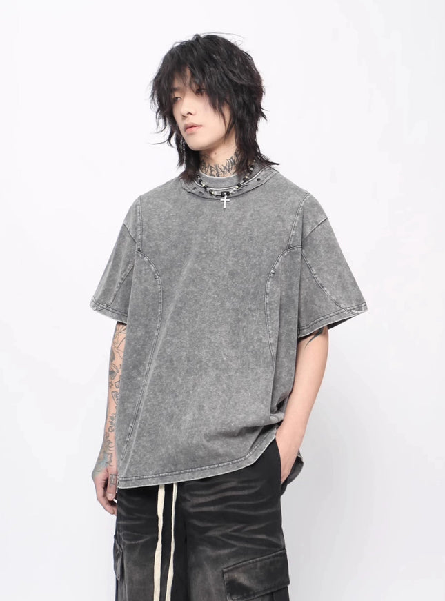 ラウンドネックウォッシュTシャツ