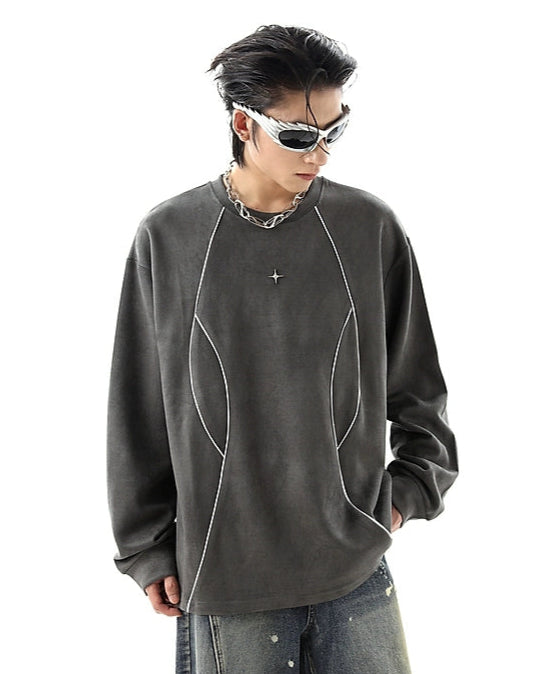 ラウンドネックスウェットロングTシャツ