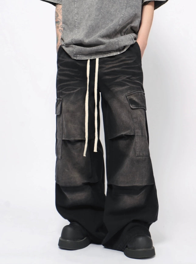 プリーツワイドデニム