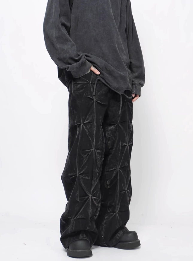 ジオメトリックテクスチャ ルーズパンツ