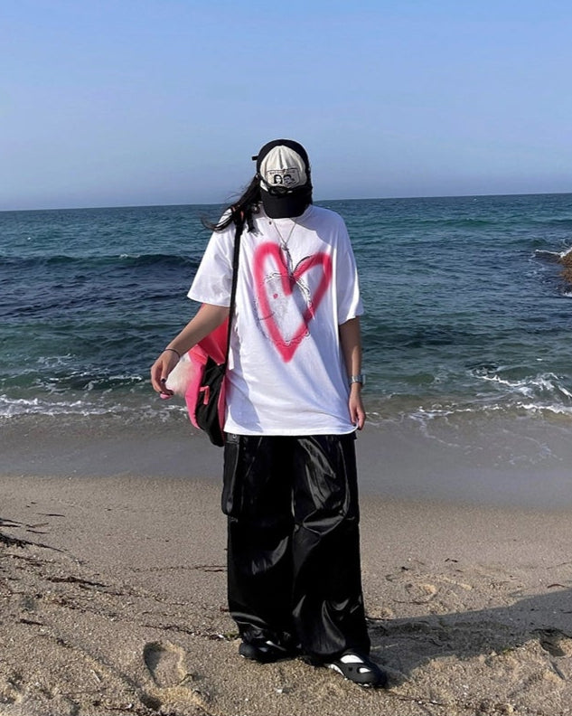 ラブプリントコリアンスタイルTシャツ