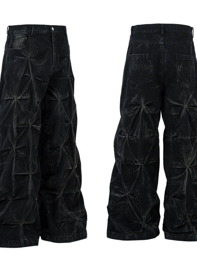 ジオメトリックテクスチャ ルーズパンツ