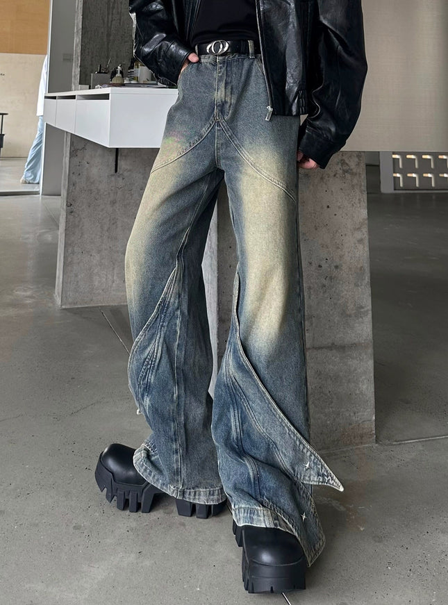 ユニークカッティングフレアデニム