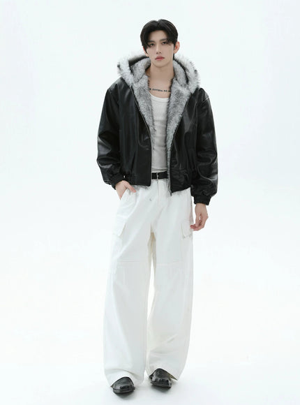 PUファーレザージャケット