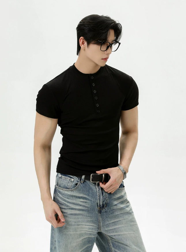 ヘンリースリムTシャツ