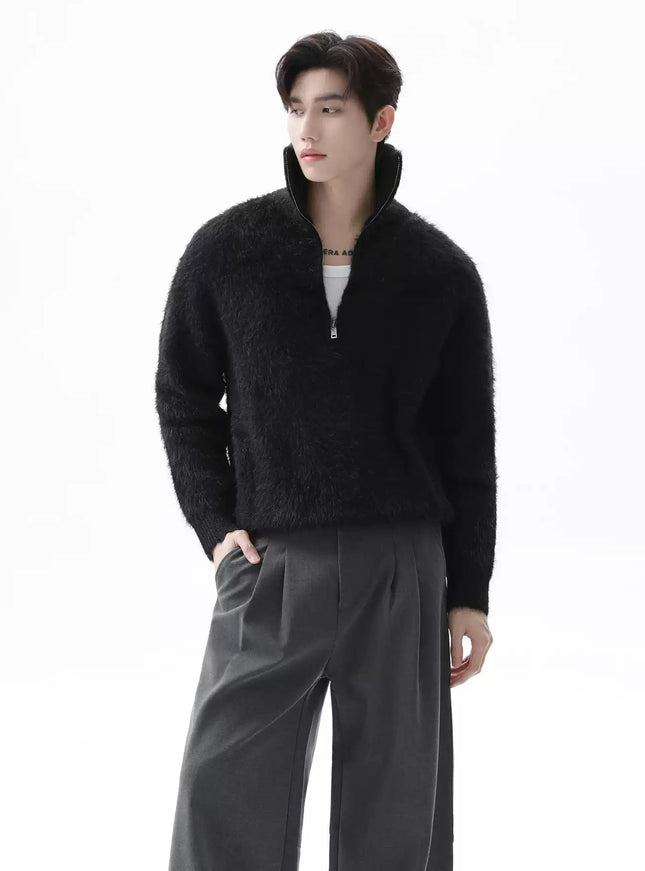 ハーフジップフリースニット