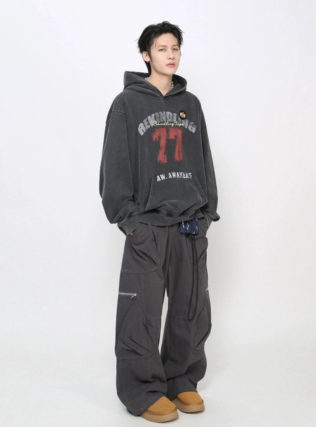 アシッドウォッシュ77フーディー