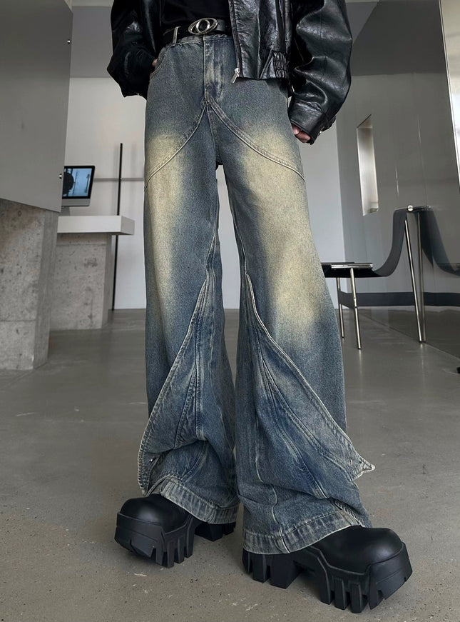 ユニークカッティングフレアデニム