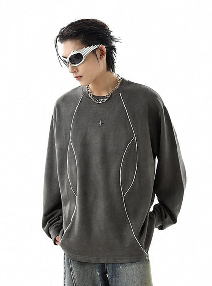 ラウンドネックスウェットロングTシャツ
