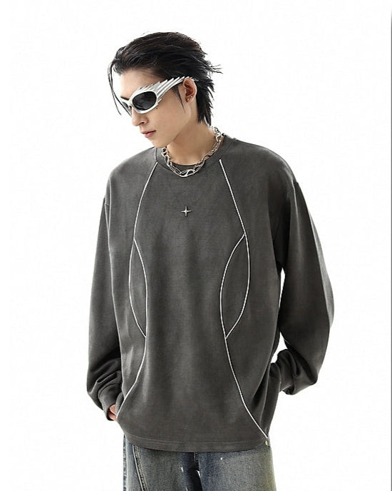 ラウンドネックスウェットロングTシャツ
