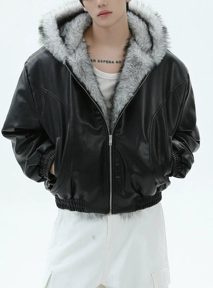 PUファーレザージャケット