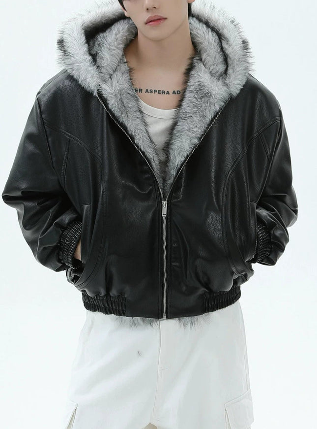 PUファーレザージャケット