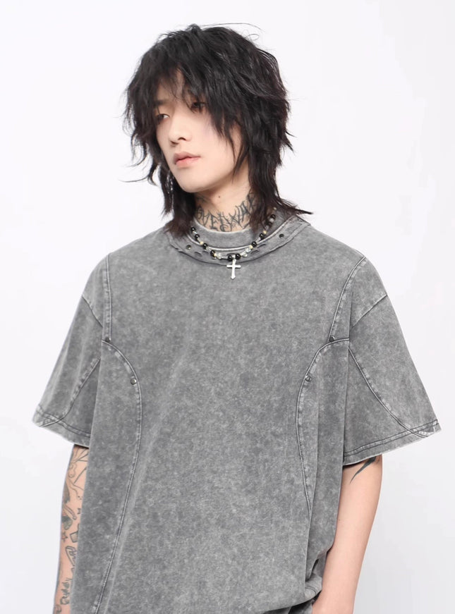 ラウンドネックウォッシュTシャツ