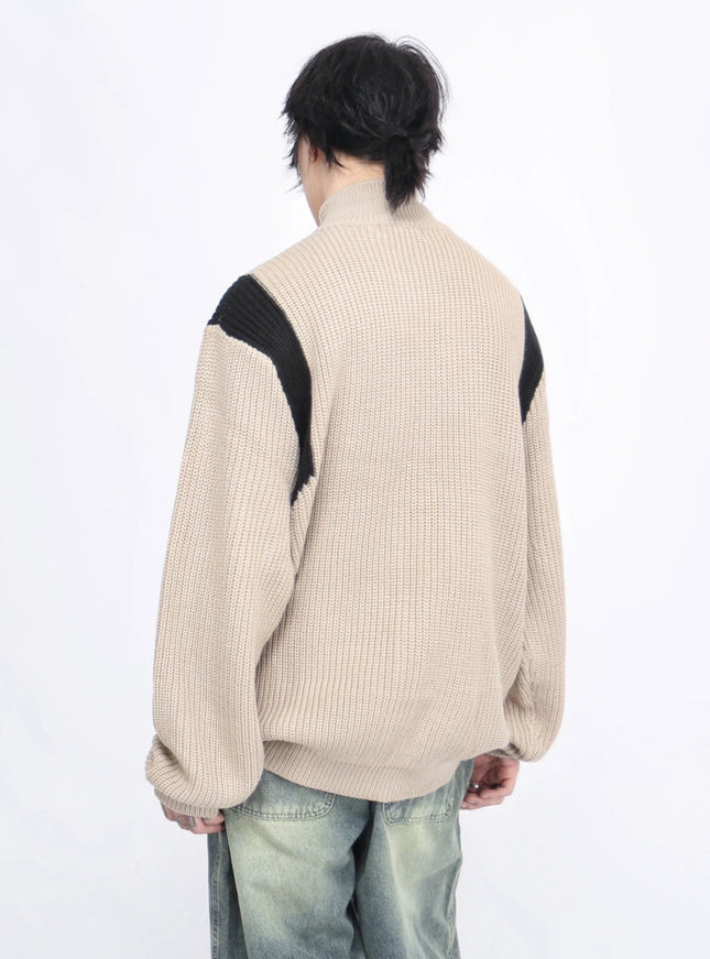 ジップアップオーバーニット