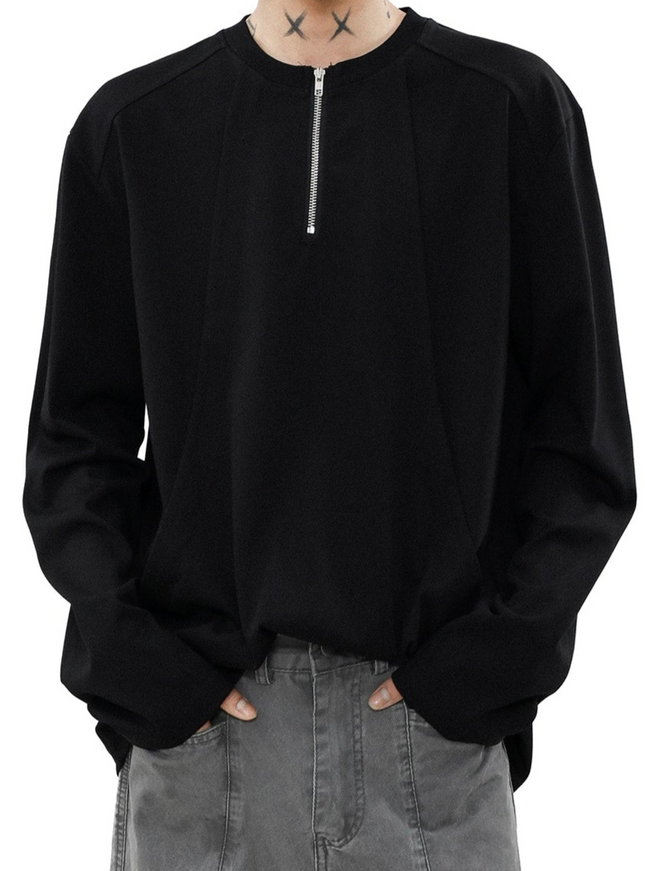 ハーフジップモノトーンロングスリーブ