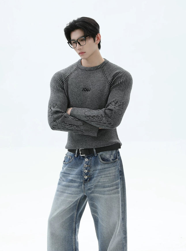 ワンポイントリブニット