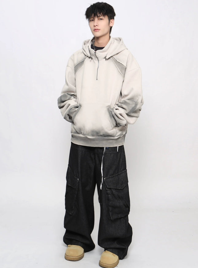 フェードグラデーションハーフジップフーディ