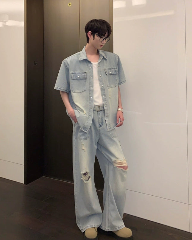 ライトブルーデニムパンツ