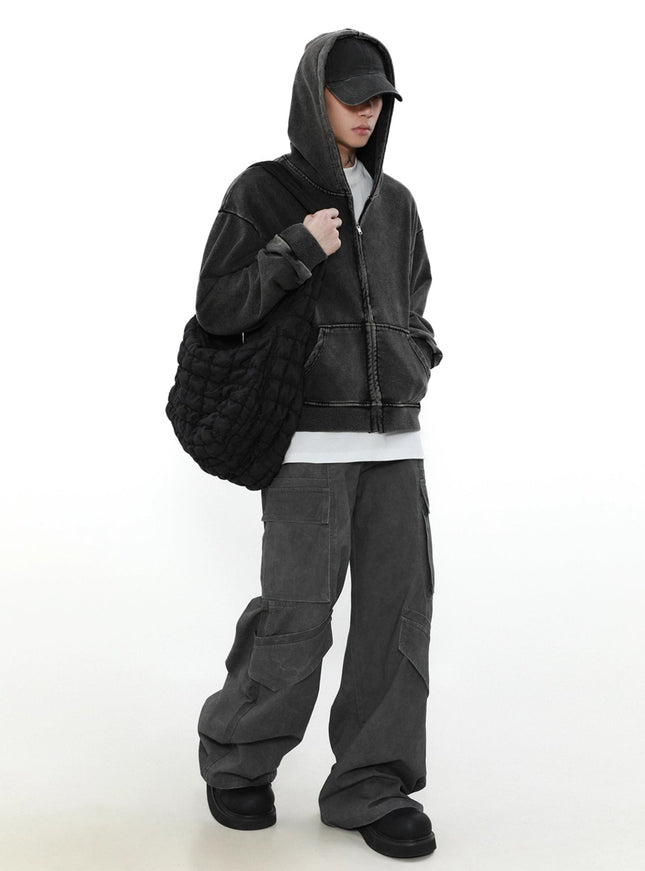 フェードブラックジップアップフーディー