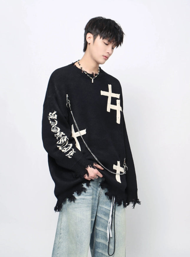 グランジクロスダメージニット