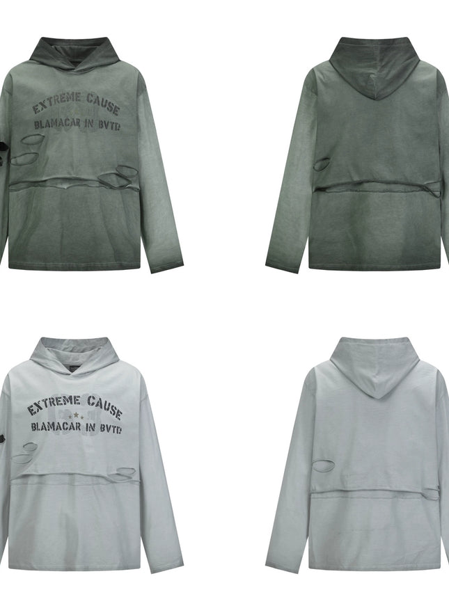 ダメージロゴプリントパーカー