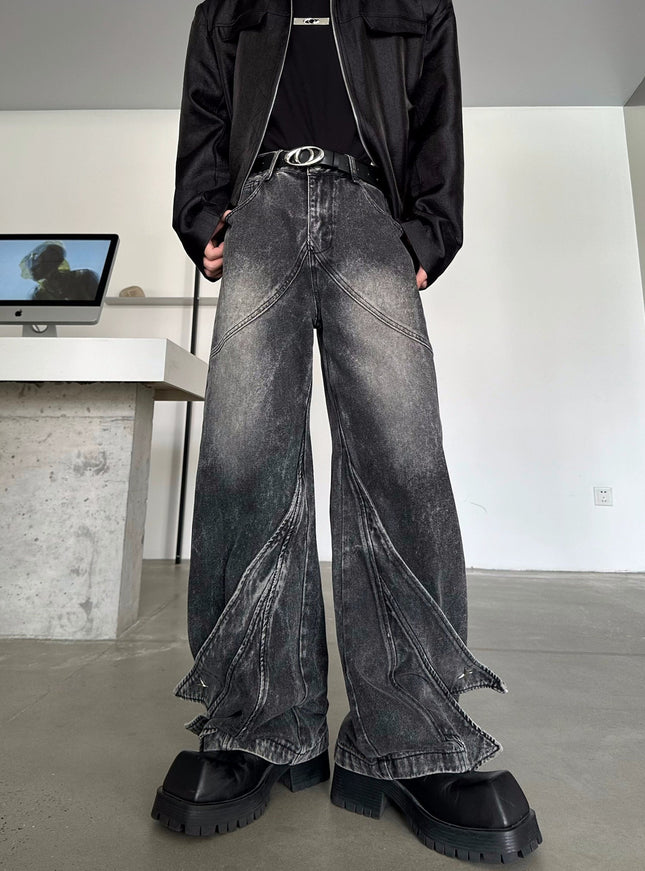 ユニークカッティングフレアデニム