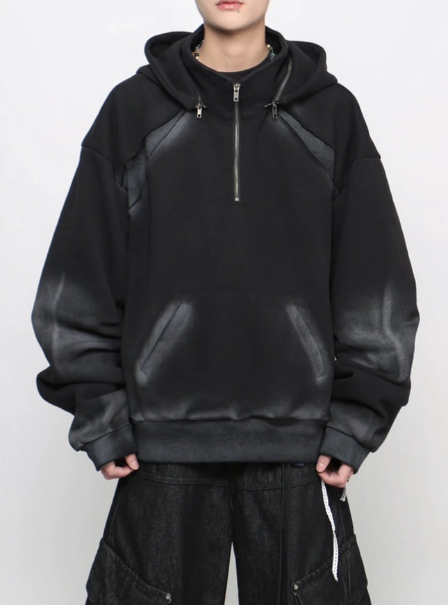 フェードグラデーションハーフジップフーディ