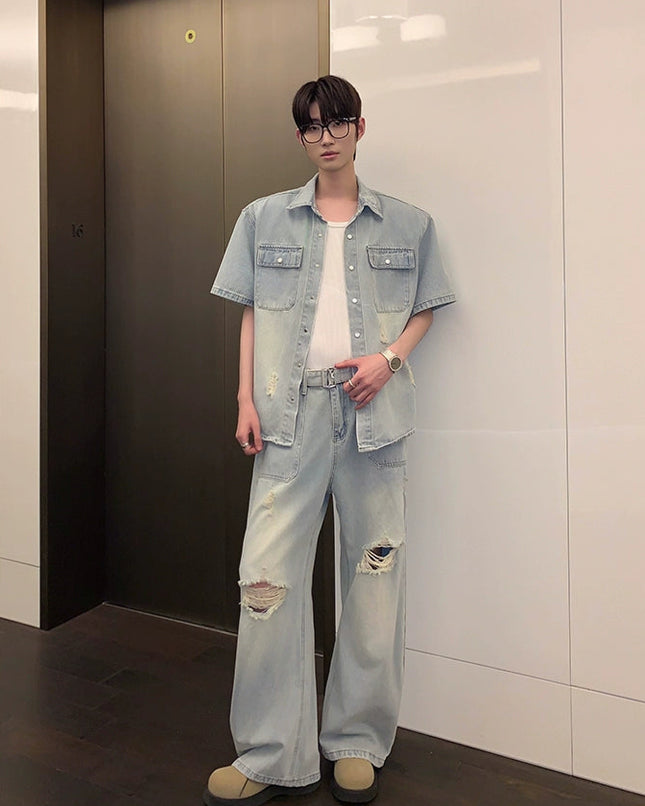 ライトブルーデニムパンツ