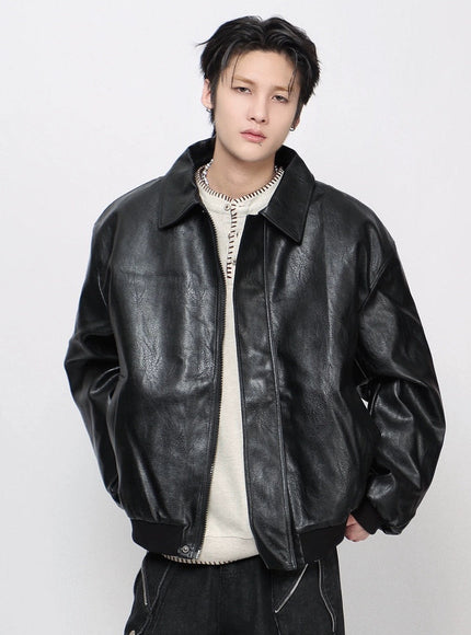 スムーステクスチャーレザージャケット