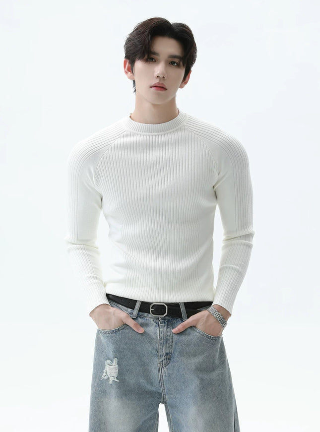 スリムリブニットシャツ
