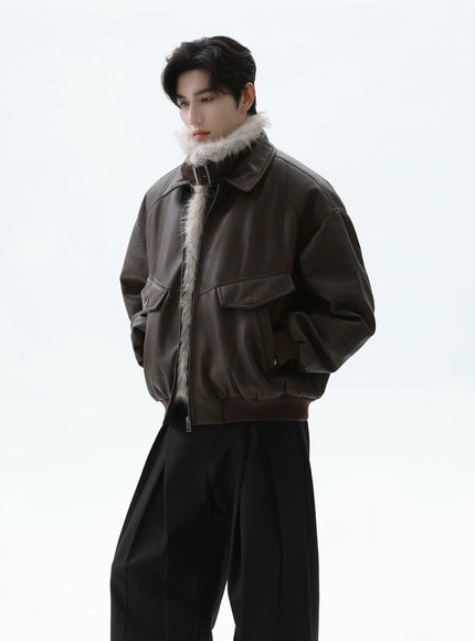レザーファーカラージャケット