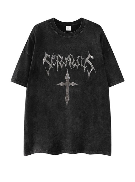 クロスダークプリントTシャツ