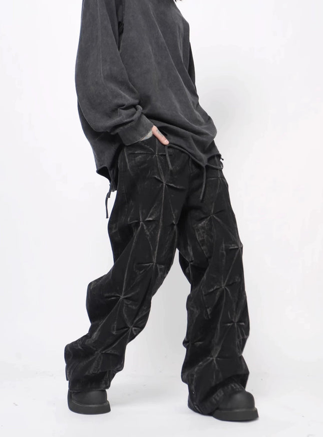 ジオメトリックテクスチャ ルーズパンツ