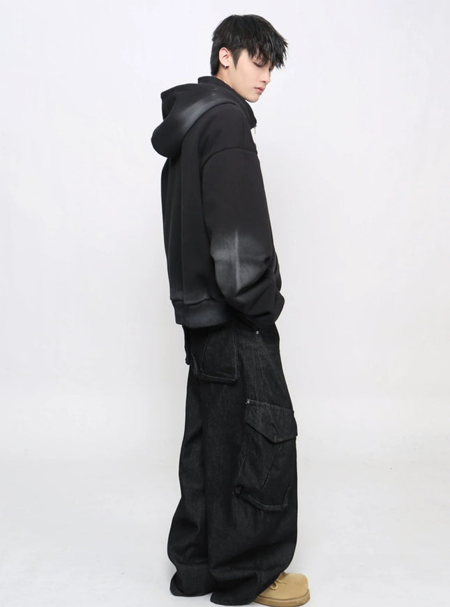 フェードグラデーションハーフジップフーディ