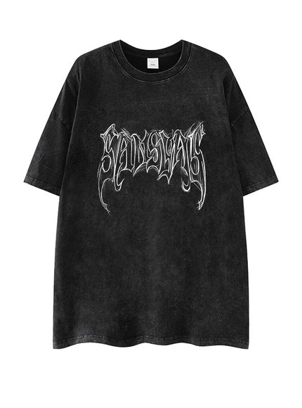 レターブラックウォッシュTシャツ