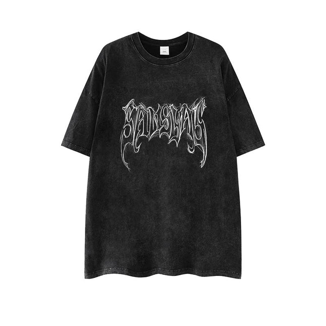 レターブラックウォッシュTシャツ