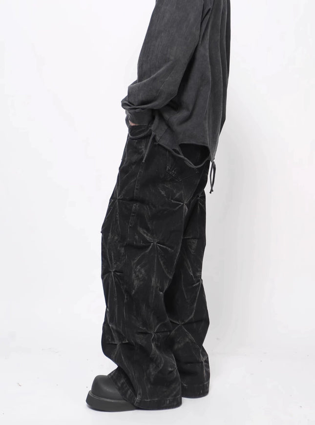 ジオメトリックテクスチャ ルーズパンツ