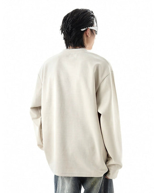 ラウンドネックスウェットロングTシャツ